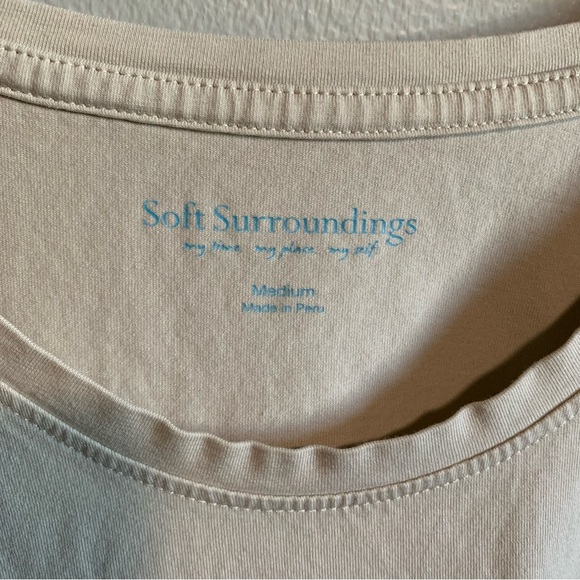 Soft Surroundings Basic Cream Long Sleeve Top-Md - Picture 2 of 5